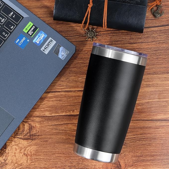 20oz Stainless Steel Tumbler with Lid, Travel Mug - Double Wall Vacuum Powder Coated Cup - Light Pink, 1 Pack - Image 7