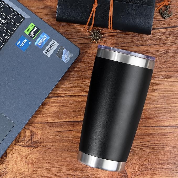 20oz Stainless Steel Tumbler with Lid, Travel Mug - Double Wall Vacuum Powder Coated Cup - Stainless steel, 1 Pack - Image 6