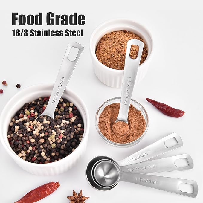 Doosu Measuring Spoons Set of 6-18/8 Stainless Steel Heavy Duty Teaspoons - Image 3