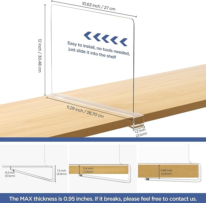 16 Pack 12 Inches Clear Shelf Dividers - Image 2