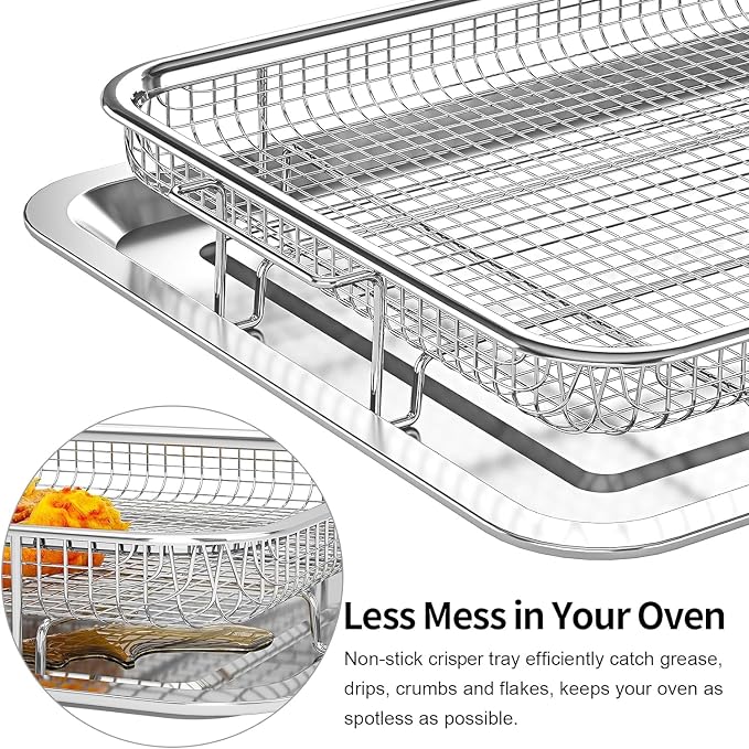 Air Fryer Basket for Oven, 3 Set Stainless Steel Oven Air Fryer Basket and Tray - Image 4