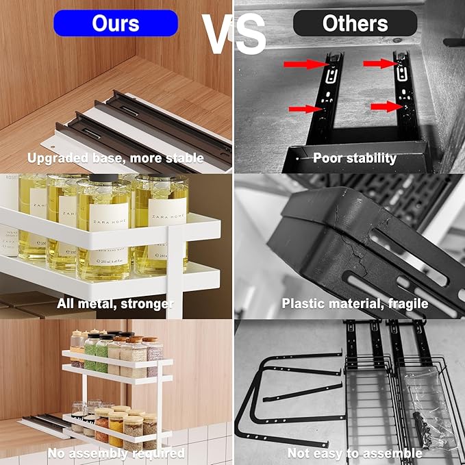 Mustorn 4 Pack Pull Out Spice Rack Organizer - Image 4