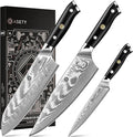 Damascus Knife Set 3 PCS: Japanese Kitchen Knives by ASETY