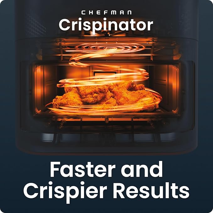 Chefman Crispinator Air Fryer 6-in-1 with 8 Qt capacity, 450°F Max Temp with TurboFry Pro Technology for Fast and Even Results, Viewing Window, Nonstick Ceramic Basket - Image 3