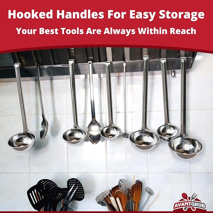 Super Sturdy, Ergonomic 2 Oz. Soup Ladle 3 Pk. Stainless Steel Ladles - Image 7