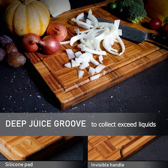 Kikcoin Extra Large Bamboo Cutting Boards, Chopping Boards - Image 3