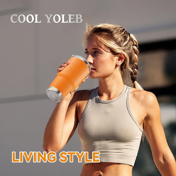 30 oz Tumbler with Lid Stainless Steel Tumblers Vacuum Insulated Cup Reusable Powder Coated Travel Mug Double Wall Leak Proof Portable Cups Keep Cold Drinks for 12 Hours, Orange, 1 Pack - Image 6