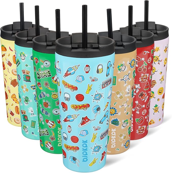 BJPKPK 22oz Insulated Tumbler With lid And Straw Stainless Steel Tumblers Travel Coffee Mug Reusable Thermal Cup,Playground by BJPKPK