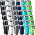 Sieral 36 Pack Stainless Steel Tumblers Bulk with Lids Double Wall Vacuum Insulated Coffee Cups Blank leakproof Powder Coated Tumblers for Engraving Wedding Graduation Party Favors(20 oz,Multicolor) by Sieral