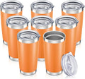 20 oz Tumbler with Lid Stainless Steel Insulated Tumblers Bulk Double Wall Vacuum Cups Powder Coated Travel Mug Keep Drink Cold and Hot, Orange, 8 Pack by Orebigo