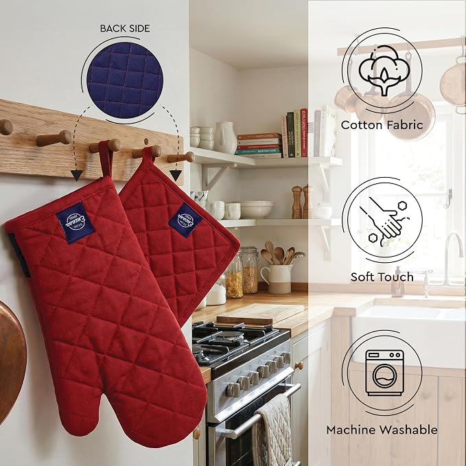 Encasa XO Heat Resistant 100% Cotton Oven Glove & Potholder Set - Image 4