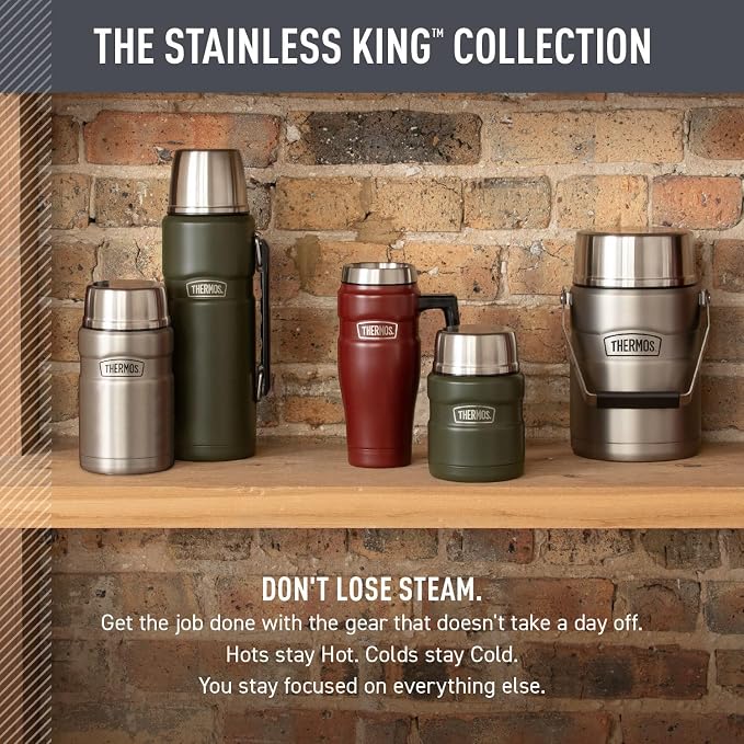 THERMOS Stainless King Vacuum-Insulated Travel Mug with Handle - 16oz, Army Green - Thermos Tumbler for Hot & Cold Drinks - Leak-Proof & Sweat-Proof Stainless Steel Coffee Mug with Lid for Commuting - Image 6