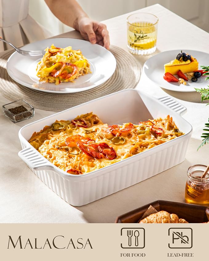 MALACASA 4.4 QT Baking Dish, 9x13 Large Casserole Dish - Image 3
