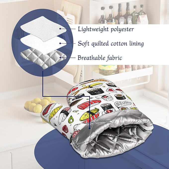 Japanese Kawaii Sushi Potholders & Oven Mitts Sets Cute Sushi Roll Silicone - Image 5