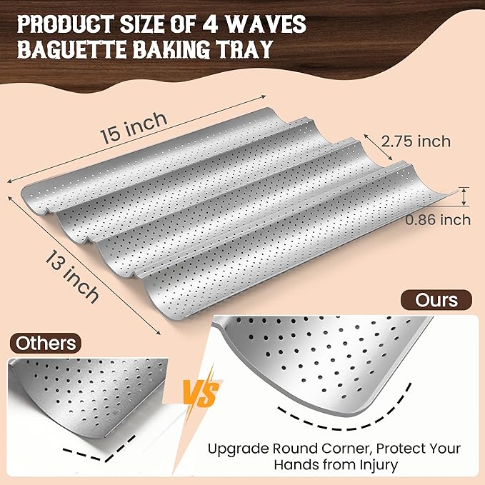 Pavsrmy Baguette Bread Pan, Premium Nonstick Perforated Baguette Pan - Image 5