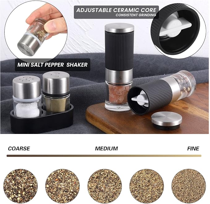 VEVOK CHEF Mini Salt and Pepper Grinder set - Image 5