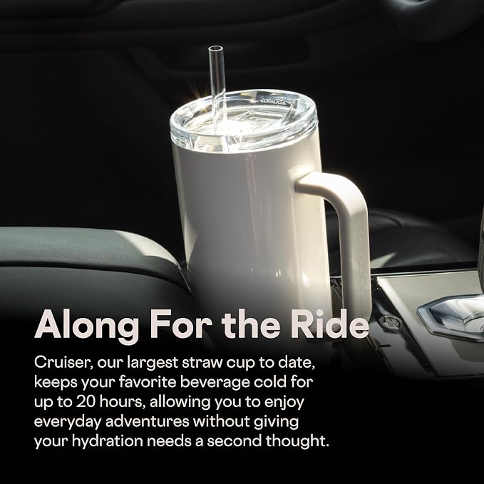 Corkcicle x Rifle Paper Co. Cruiser Insulated Tumbler with Handle & Straw - Keeps Drinks Cold 20 Hours - BPA-Free - Gift for Mom - Great for Mother's Day or Christmas - 40 oz - Garden Party Cream - Image 6