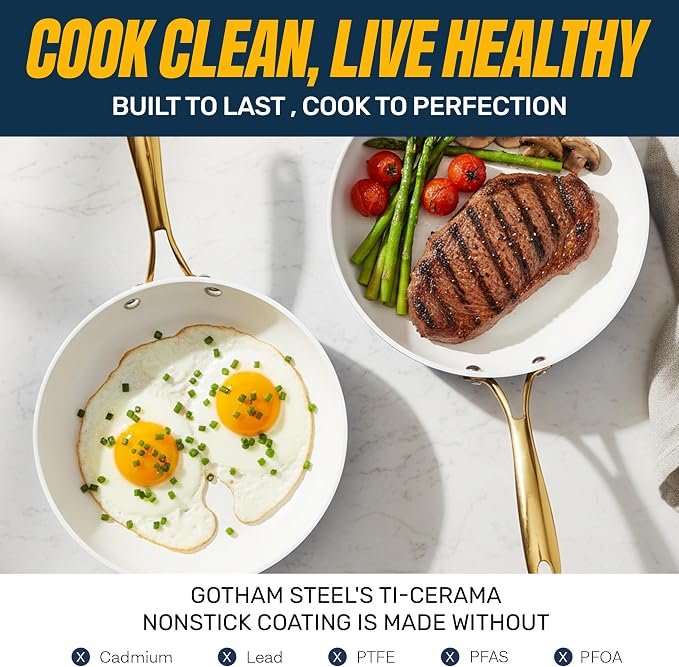 GOTHAM STEEL 12 Inch Non Stick Frying Pans Nonstick Skillet, Ceramic Pan - Image 3