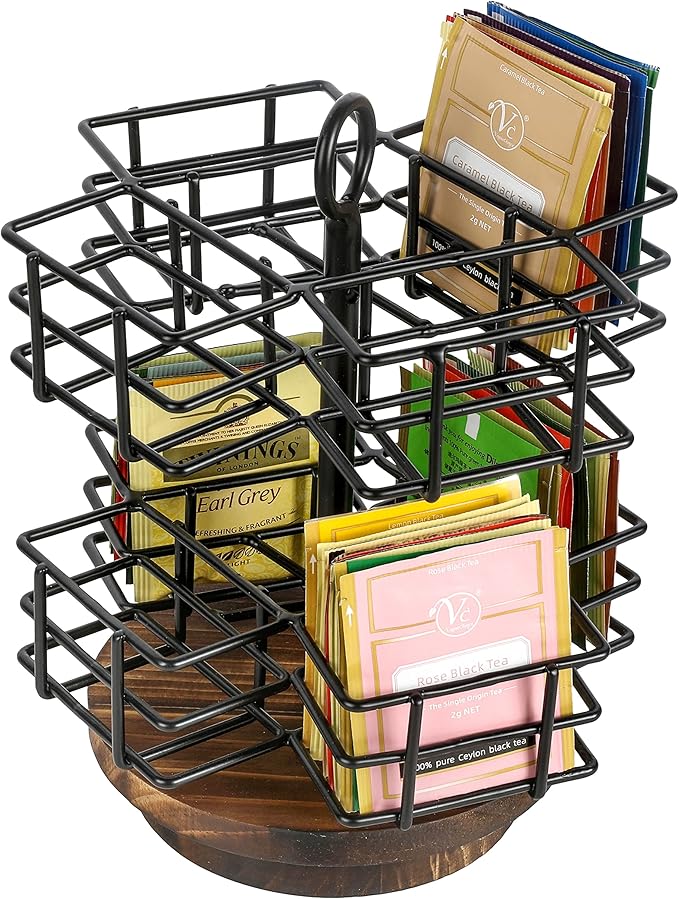 MyGift 8 Compartment Tea Bag Organizer Carousel, Coffee Station Storage Caddy - Image 4