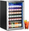 Erivess Mini Fridge 145Can Beverage Refrigerator Cooler Glass Door for Soda | 4.5 Cu Ft Drink Fridge for Home/Bar/Office with LED Display, Digital Temperature Control, Removable Shelves for Wine, Silver by Erivess