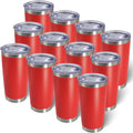 AIANJI 20oz Tumbler Bulk Stainless Steel Tumblers with Lid Vacuum Insulated Double Wall Travel Coffee Mug Powder Coated Tumbler Cup for Hot and Cold Drinks(Red, 12 pack) by AIANJI