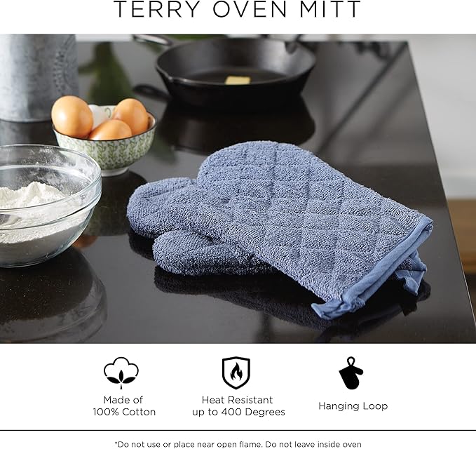 DII Basic Terry Collection 100% Cotton Quilted, Oven Mitt, French Blue - Image 7