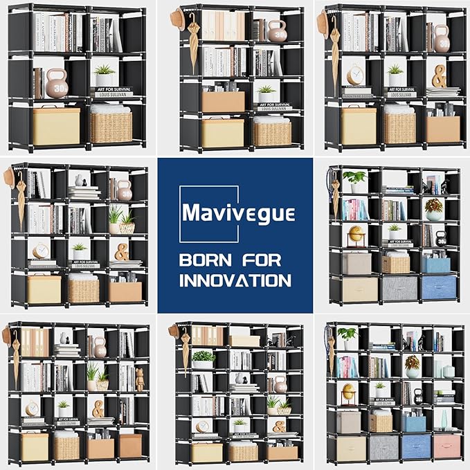 Mavivegue Book Shelf, 18 Cube Storage Organizer, DIY Bookcase, Metal Cube - Image 6