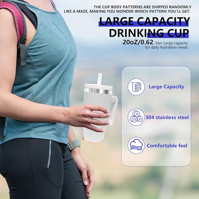 2PCS 20-OZ Insulated Water Bottle,Insulated Stainless Steel Tumbler,Reusable Cold Drink Thermos,BPA-Free, Double-Wall Stainless Steel Water Bottle (Body Pattern Color-Blind BoxsBPA, 20, Fluid Ounces) - Image 7