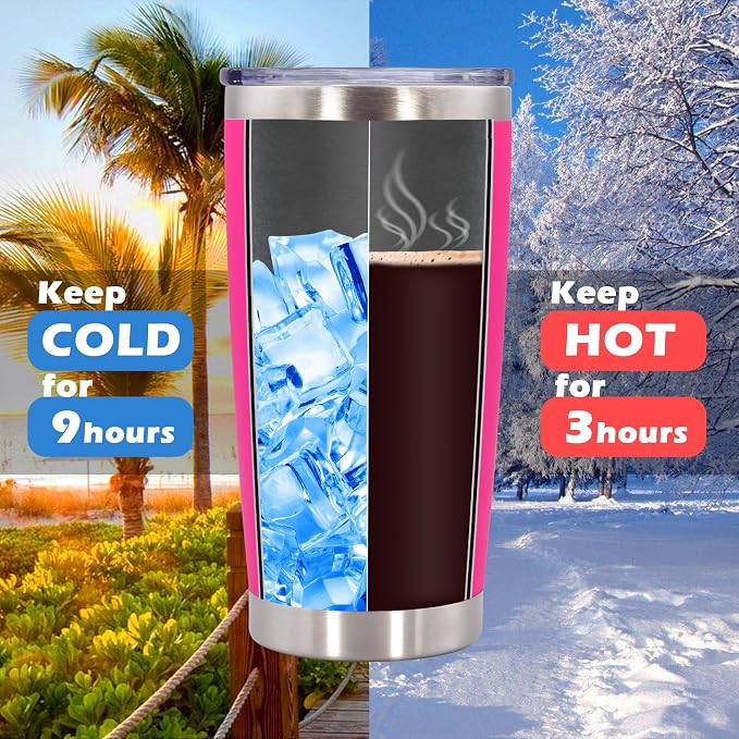 AIANJI 20oz Tumbler Bulk Stainless Steel Tumblers with Lid Vacuum Insulated Double Wall Travel Coffee Mug Powder Coated Tumbler Cup for Hot and Cold Drinks(Hot Pink, 1 pack) - Image 5