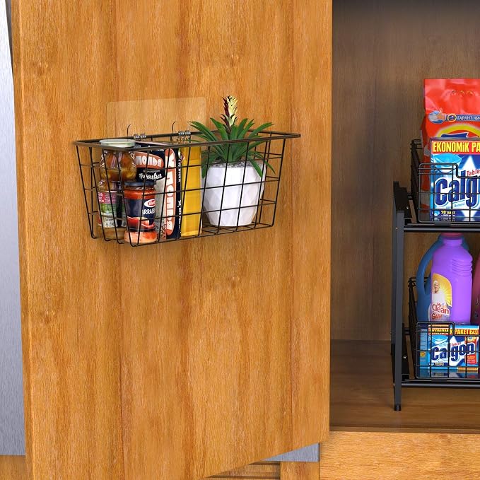 MaraFansie Over the Cabinet Door Organizer Wall Wire Baskets Hanging Kitchen - Image 5