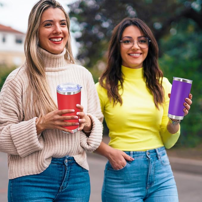 20oz Tumbler Stainless Steel Tumbler Cup with Lid Vacuum Insulated Double Wall Travel Mug, Durable Powder Coated Travel Coffee Tumbler Mug for Hot & Cold Drinks, Purple,4 Pack - Image 2