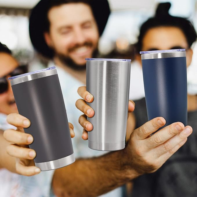 20oz Tumbler Bulk Stainless Steel Tumbler Cup with Lid Vacuum Insulated Double Wall Travel Mug, Durable Powder Coated Travel Coffee Tumbler Mug for Hot & Cold Drinks, Grey,8 Pack - Image 9