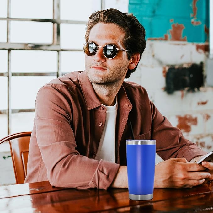 20oz Tumbler Bulk Stainless Steel Tumbler Cup with Lid Vacuum Insulated Double Wall Travel Mug, Durable Powder Coated Travel Coffee Tumbler Mug for Hot & Cold Drinks, Dark Blue,8 Pack - Image 2