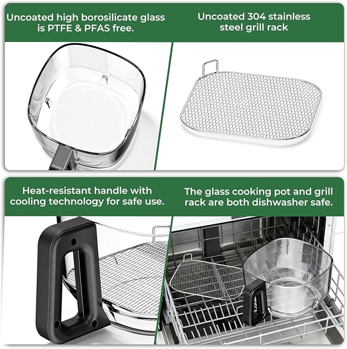 5 QT Glass Air Fryer, Non Toxic Airfryer with Digital Touch Control - Image 7