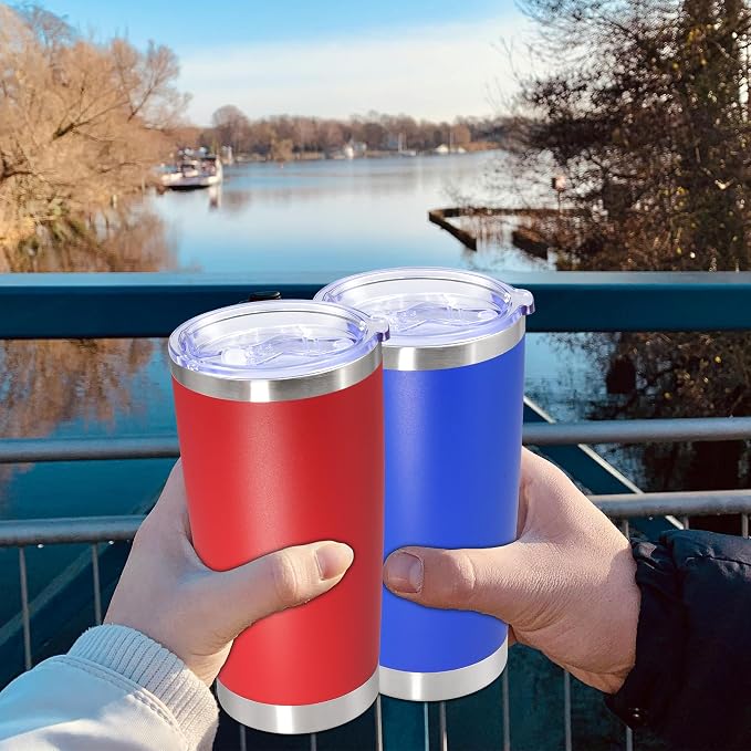20oz Tumbler Stainless Steel Tumbler Cup with Lid Vacuum Insulated Double Wall Travel Mug, Durable Powder Coated Travel Coffee Tumbler Mug for Hot & Cold Drinks, Dark Blue,4 Pack - Image 9