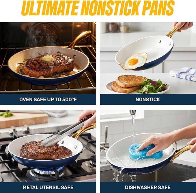 GOTHAM STEEL 12 Inch Non Stick Frying Pans Nonstick Skillet, Ceramic Pan - Image 8