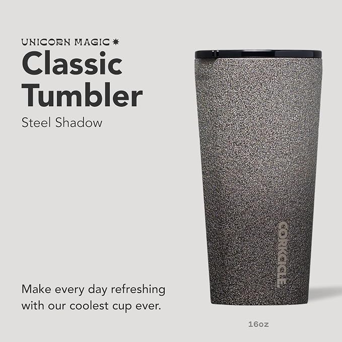 Corkcicle Classic Tumbler - Keeps Drinks Cold for 9 Hours & Hot for 3 - Triple-Insulated Stainless Steel - Holiday Tumbler Gift - 16 oz - Steel Shadow - Image 2