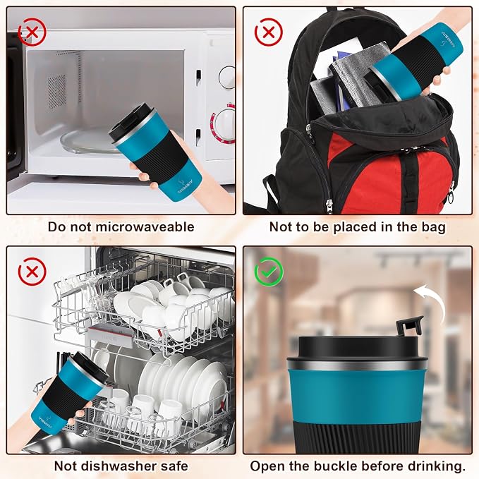 MOMSIV 12oz Travel Mug, Insulated Coffee Cup with Leakproof Lid, Vacuum Stainless Steel Double Walled Reusable Tumbler for Hot and Cold Water Coffee and Tea In Travel and Car - Image 6