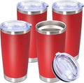 20oz Tumbler Stainless Steel Tumbler Cup with Lid Vacuum Insulated Double Wall Travel Mug, Durable Powder Coated Travel Coffee Tumbler Mug for Hot & Cold Drinks, Red,4 Pack by AUWBON
