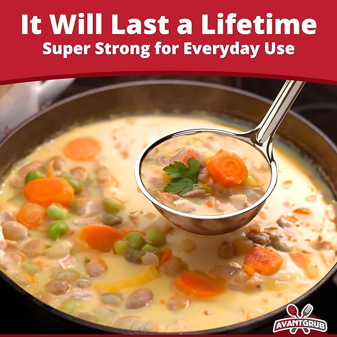 Super Sturdy, Ergonomic 8 Oz. Soup Ladle 3 Pk. Stainless Steel Ladles - Image 3