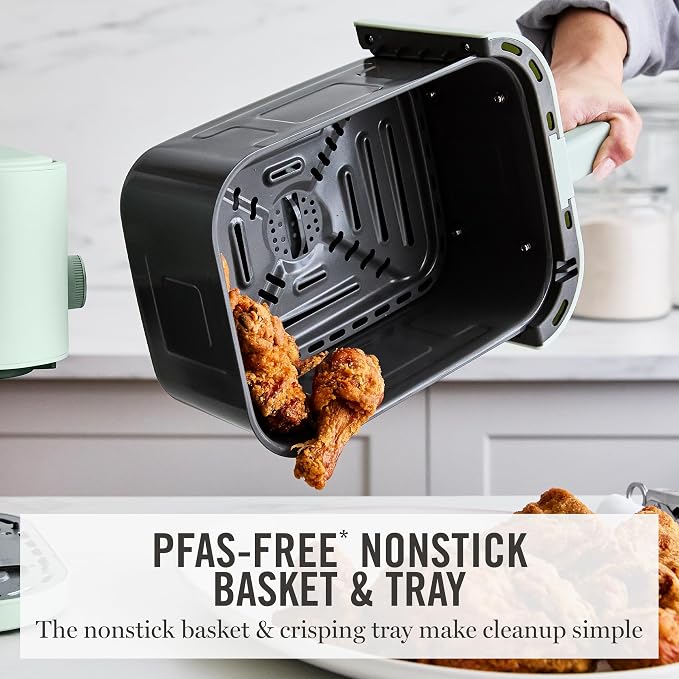 Martha Stewart 6-Quart Air Fryer, 6 Presets, Space Saving, Honeydew Sage - Image 9