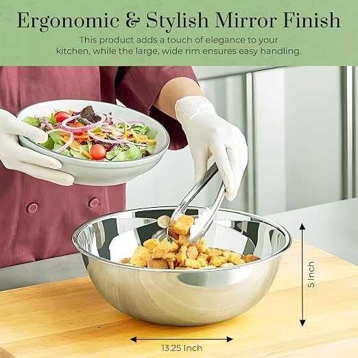 OCS Parts 8 Quart Mixing Bowl | 13.25-Inch Stainless Steel Professional Grade - Image 4