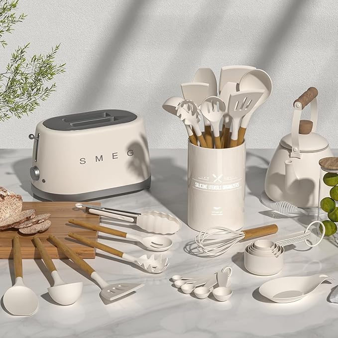Umite Chef Kitchen Cooking Utensils Set, Wooden Handle Silicone Kitchen Gadgets - Image 2