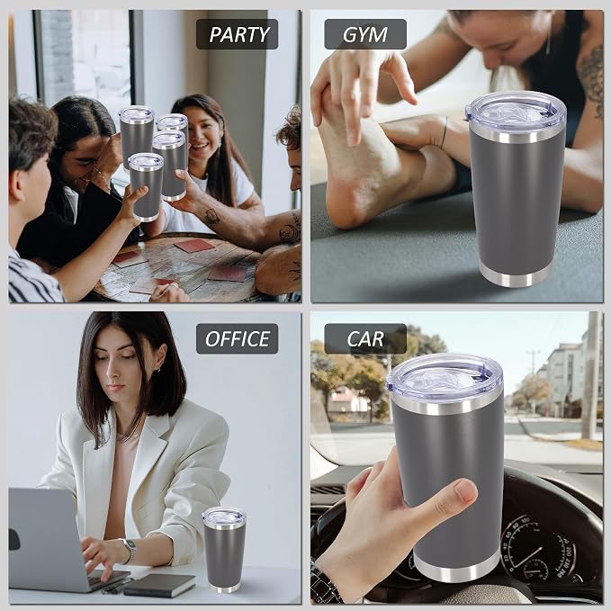 AIANJI 20oz Tumbler Bulk Stainless Steel Tumblers with Lid Vacuum Insulated Double Wall Travel Coffee Mug Powder Coated Tumbler Cup for Hot and Cold Drinks(Grey, 12 pack) - Image 9