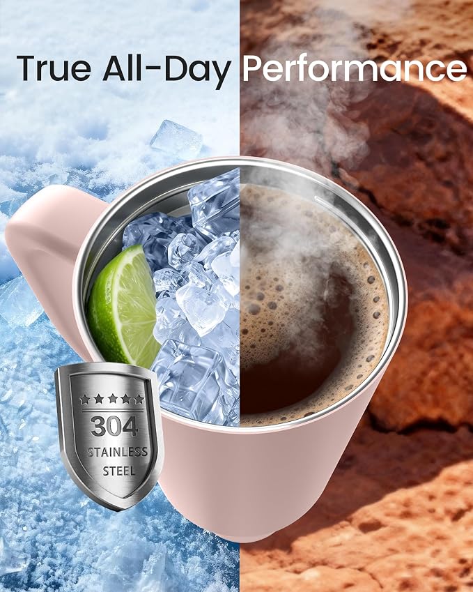 Renoj Insulated Mug 100% Leak Proof Insulated Water Bottle for Iced Coffee & Hot Drinks - Fits Car Cup Holder, Ideal Gift, 2 Straws & Silicone Boot - SnapShift Light Pink 40 oz - Image 5