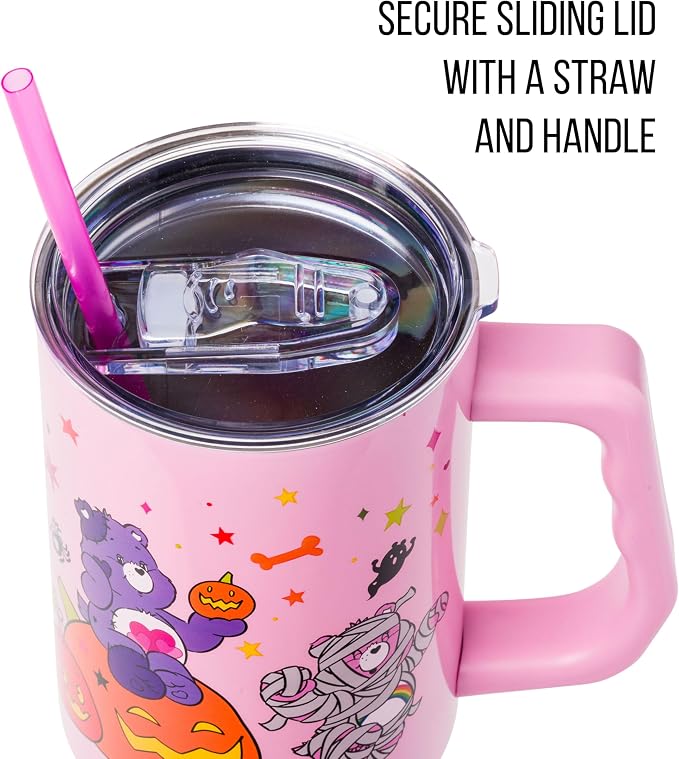 Silver Buffalo Care Bears Featuring Harmony Bear, Cheer, Share Bear, and Trick-or-Sweet Halloween Double Walled Stainless Steel Tumbler with Handle and Straw, Fits in Standard Cup Holder, 40 Ounces - Image 2