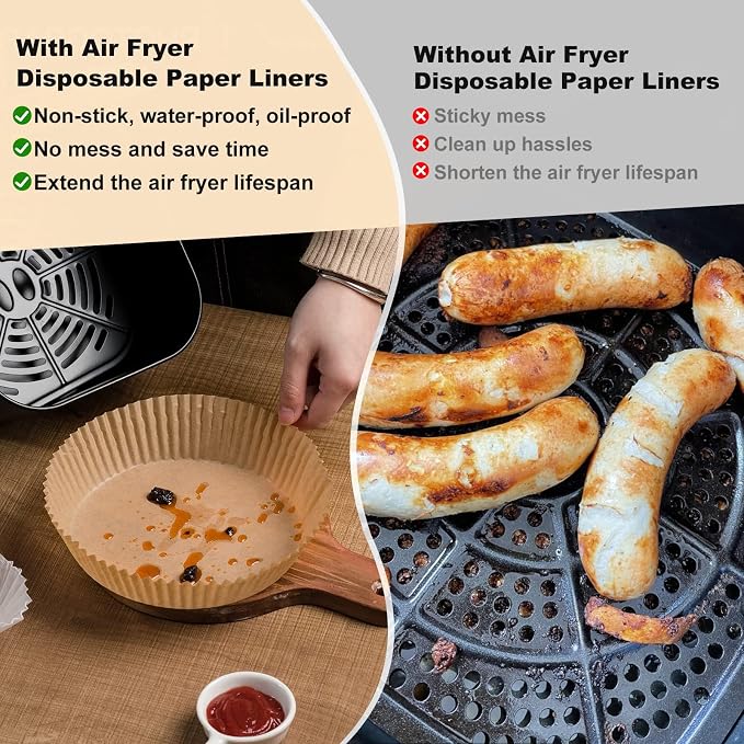 Vailnd 100Pcs 6.5 Inch Round Air Fryer Liners Disposable for 3-5QT - Image 4