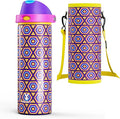 24 oz Insulated Water Bottle for Women: Meoky Stainless Steel Water Bottle with Holder and Shoulder Strap - Leak Proof, Cold for 24 Hours, Protective Silicone Base, BPA-Free for Travel Gym, Neon Beat by MEOKY