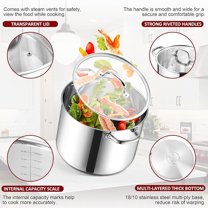 Herogo 20-Quart 18/10 Stainless Steel Stock Pot - Image 3