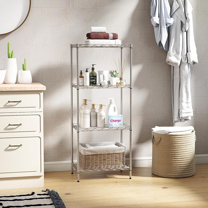 BestOffice | 4-Tier Wire Storage Shelves | 12"D x 18"W x 44"H | Chrome | - Image 2